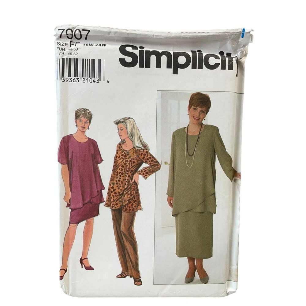 Simplicity 7907 Women's Tunic Skirt Pants‎ Plus Size 18W-24W Sewing Pattern
